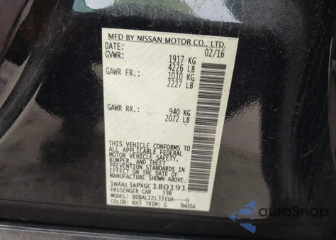 2016 Nissan Altima 2.5 Sv из США, поврежденный, VIN 1N4AL3APXGC180191